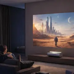 Para ogląda film na wielkim ekranie, tworząc domowe kino z projektorem zamiast tv.