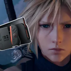 Cloud z Final Fantasy VII obok konsoli Nintendo Switch.