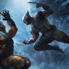 Wolverine w akcji, gotowy do walki z Sabertooth. Wyobraź sobie tę scenę w grze wolverine ps5!