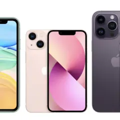 Trzy modele iPhone'ów: zielony, różowy i fioletowy. Zastanawiasz się, jaki jest najnowszy iPhone? Ten fioletowy to najnowszy model.