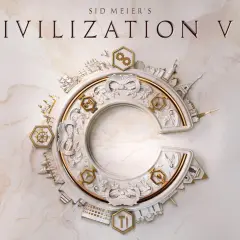Logo gry Civilization VII z elementami architektonicznymi i symbolami postępu.