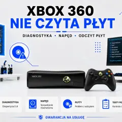 Konsola Xbox 360 z kontrolerem i narzędziami, gotowa na diagnostykę napędu i odczytu płyt. Idealna dla fanów Xbox games showcase.