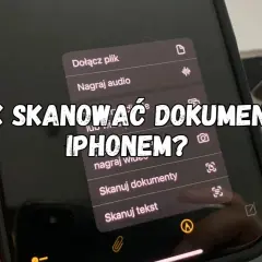 Jak zeskanować dokumenty iPhonem? Menu telefonu pokazuje opcję "Skanuj dokumenty".