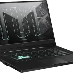 Czarny laptop ASUS TUF z podświetlaną klawiaturą. Zastanawiasz się, jakie parametry powinien mieć dobry laptop? Ten model oferuje wydajność i styl.