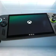 Ręczny komputer do gier ROG Ally z logo Xbox na ekranie, gotowy do akcji.