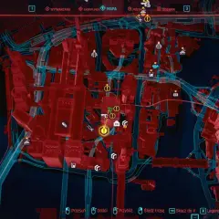 Mapa Night City, pełna neonów i zagrożeń, gdzie każdy zakątek kryje coś do krwi cyberpunk.