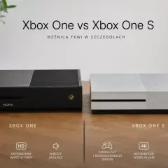 Porównanie Xbox One i Xbox One S, który wyszedł później, oferując smuklejszy design i odtwarzanie 4K.