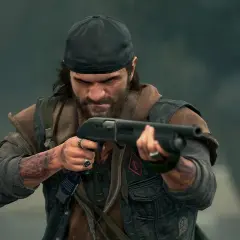 Deacon St. John z Days Gone Remastered celuje z strzelby w deszczu, gotowy na walkę.