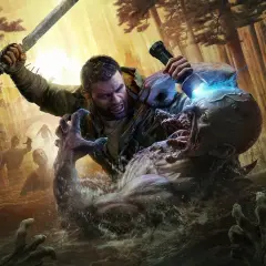 Aiden walczy z potworem w wodzie, otoczony przez zombie. Ten obraz to fragment poradnika Dying Light 2.