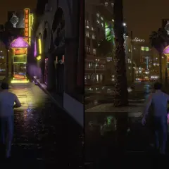 Porównanie grafiki GTA V: "Normal" vs "Enhanced". Lepsza jakość i detale w wersji "Enhanced" mogą sugerować wyższe gta 5 wymagania.