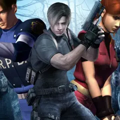 Leon i Claire walczą z hordą zombie w mrocznym lesie, przygotowując się na re 1 remake.