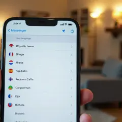 Ekran telefonu z listą języków, pokazujący jak zmienić język w Messengerze.