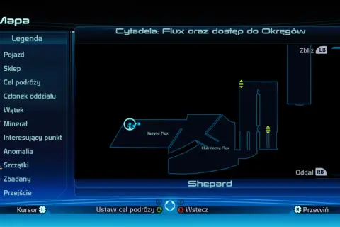 Mapa Cytadeli: Flux. Namierzanie sygnału w Kasynie Flux i Klubie Nocnym Flux.