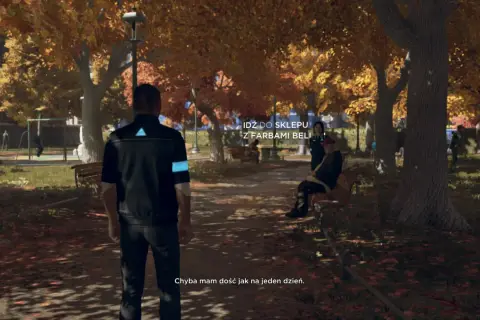 Jesień w parku, android z Detroit: Become Human ma już dość. Ile godzin gry minęło?