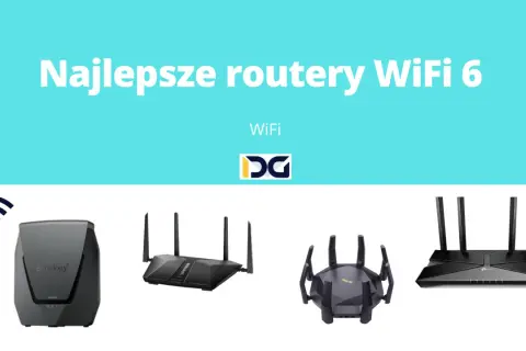 Cztery routery z technologią wifi 6, w tym Synology, prezentowane jako najlepsze rozwiązania.
