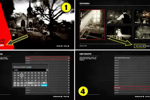 Menu gry Red Dead Redemption 2, gdzie można wprowadzić kody oszustw. Czy gra jest po polsku? Tak, gra oferuje polskie napisy.