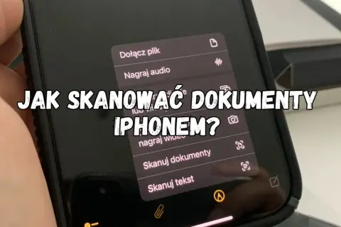 Jak zeskanować dokumenty iPhonem? Menu telefonu pokazuje opcję "Skanuj dokumenty".