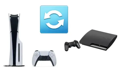 PS5 i PS3 obok siebie, symbol odświeżania. Czy gry z PS3 działają na PS5? Sprawdźmy!