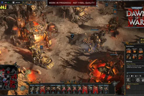 Orkowie w grze Dawn of War 4 budują bazę i przygotowują się do walki. WAAAGH!