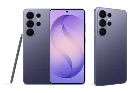 Fioletowy Samsung S26 z rysikiem, gotowy na premierę. Trzy aparaty z tyłu i elegancki design.