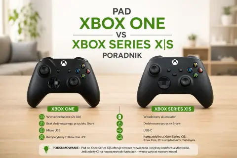 Porównanie padów Xbox One i Xbox Series X|S. Nowszy model oferuje wbudowany akumulator i USB-C.
