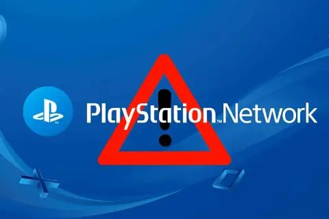 Ostrzeżenie na PlayStation Network. Czerwony trójkąt z wykrzyknikiem nad napisem.