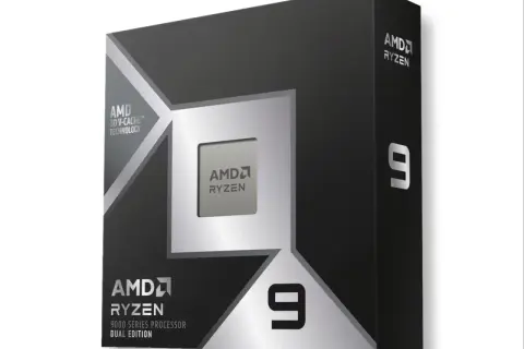 Pudełko procesora AMD Ryzen 9 9950X3D z technologią 3D V-Cache.