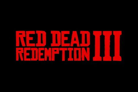 Czerwony napis "RED DEAD REDEMPTION III" na czarnym tle. Fani zastanawiają się, kiedy pojawi się Red Dead Redemption 3.