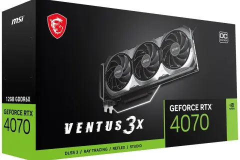Karta graficzna MSI GeForce RTX 4070 Ventus 3X, idealna do gier w 1440p, z 12GB GDDR6X.