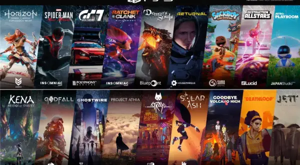 Kolekcja gier przygodowych PS5: Horizon, Spider-Man, Ratchet & Clank, Demon's Souls, Returnal, Sackboy, Astro's Playroom, Kena, Godfall, Ghostwire, Stray, Deathloop i inne.
