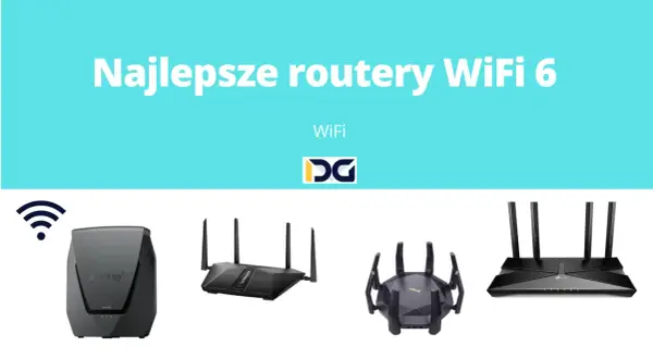 Cztery routery z technologią wifi 6, w tym Synology, prezentowane jako najlepsze rozwiązania.