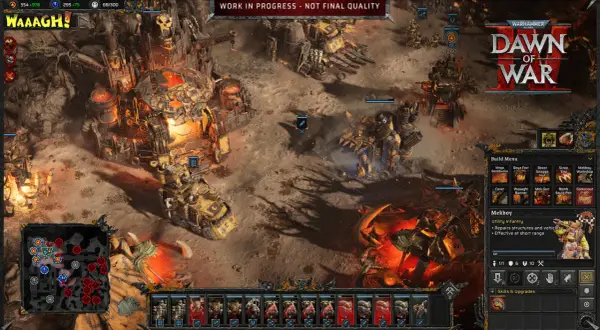 Orkowie w grze Dawn of War 4 budują bazę i przygotowują się do walki. WAAAGH!
