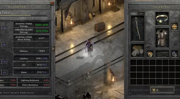 Poziom 80 Warlock z wysokimi statystykami, idealny do poradnika Diablo 3. Ekwipunek i umiejętności gotowe do walki.