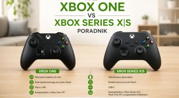 Porównanie padów Xbox One i Xbox Series X|S. Nowszy model oferuje wbudowany akumulator i USB-C.