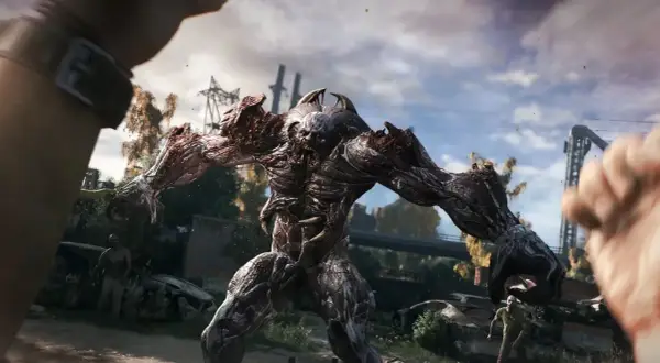 Potężny potwór z Dying Light Trainer w akcji, gotowy do ataku.