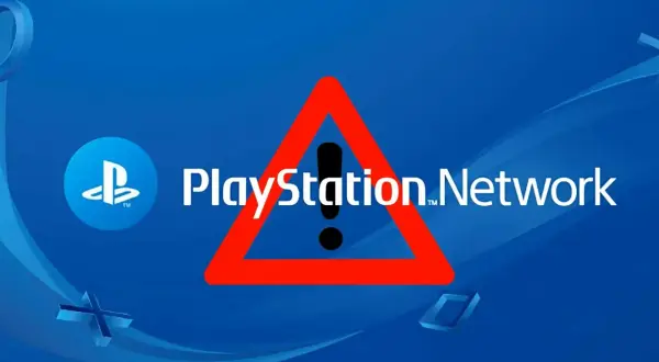 Ostrzeżenie na PlayStation Network. Czerwony trójkąt z wykrzyknikiem nad napisem.