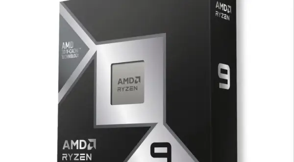 Pudełko procesora AMD Ryzen 9 9950X3D z technologią 3D V-Cache.