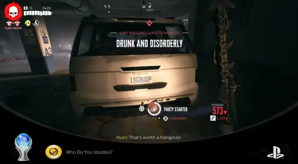 Trofea Dead Island 2: ukończono misję "Drunk and Disorderly", zdobyto "Party Starter" i "Who Do You Voodoo?".