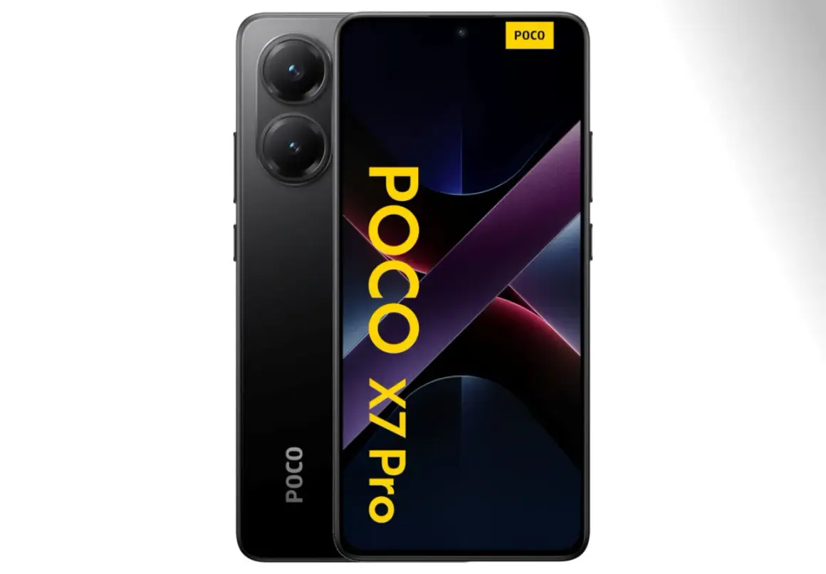 Czarny POCO X7 Pro z podwójnym aparatem, idealny jako pierwszy telefon dla dziecka.