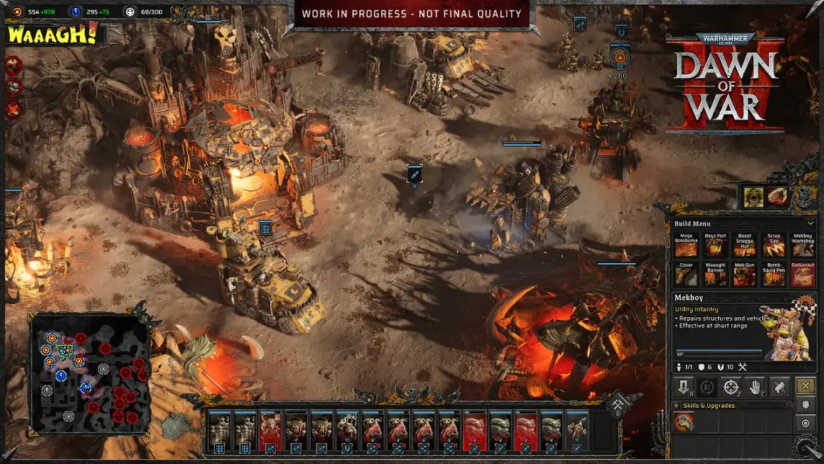 Orkowie w grze Dawn of War 4 budują bazę i przygotowują się do walki. WAAAGH!