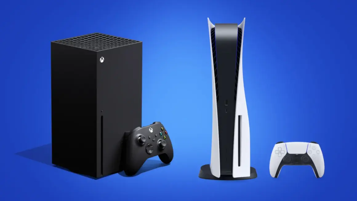 Czarny Xbox Series X i biały PlayStation 5 z kontrolerami. Kiedy nowy Xbox, to wybór jest trudny.