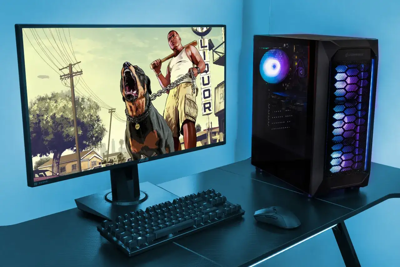Komputer gamingowy z podświetleniem RGB, gotowy na GTA 5. Sprawdź wymagania, by cieszyć się płynną rozgrywką!