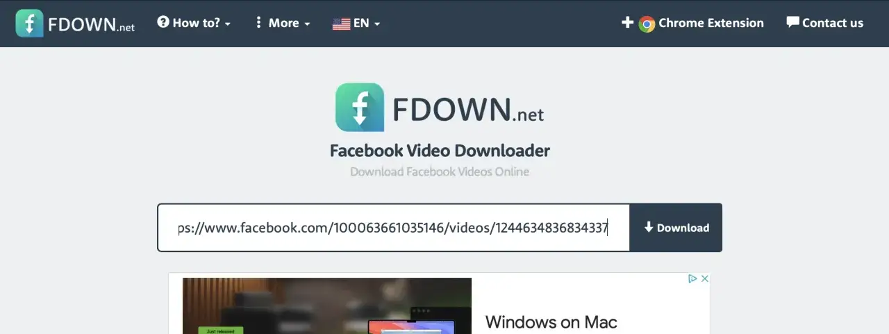 Strona FDOWN.net ułatwia pobieranie filmów z Facebooka. Wpisz link do filmu, aby dowiedzieć się, jak zapisać film z FB.