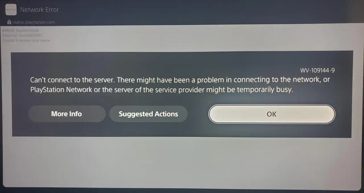 Playstation awaria: błąd połączenia z serwerem. Nie można rozwiązać nazwy hosta.