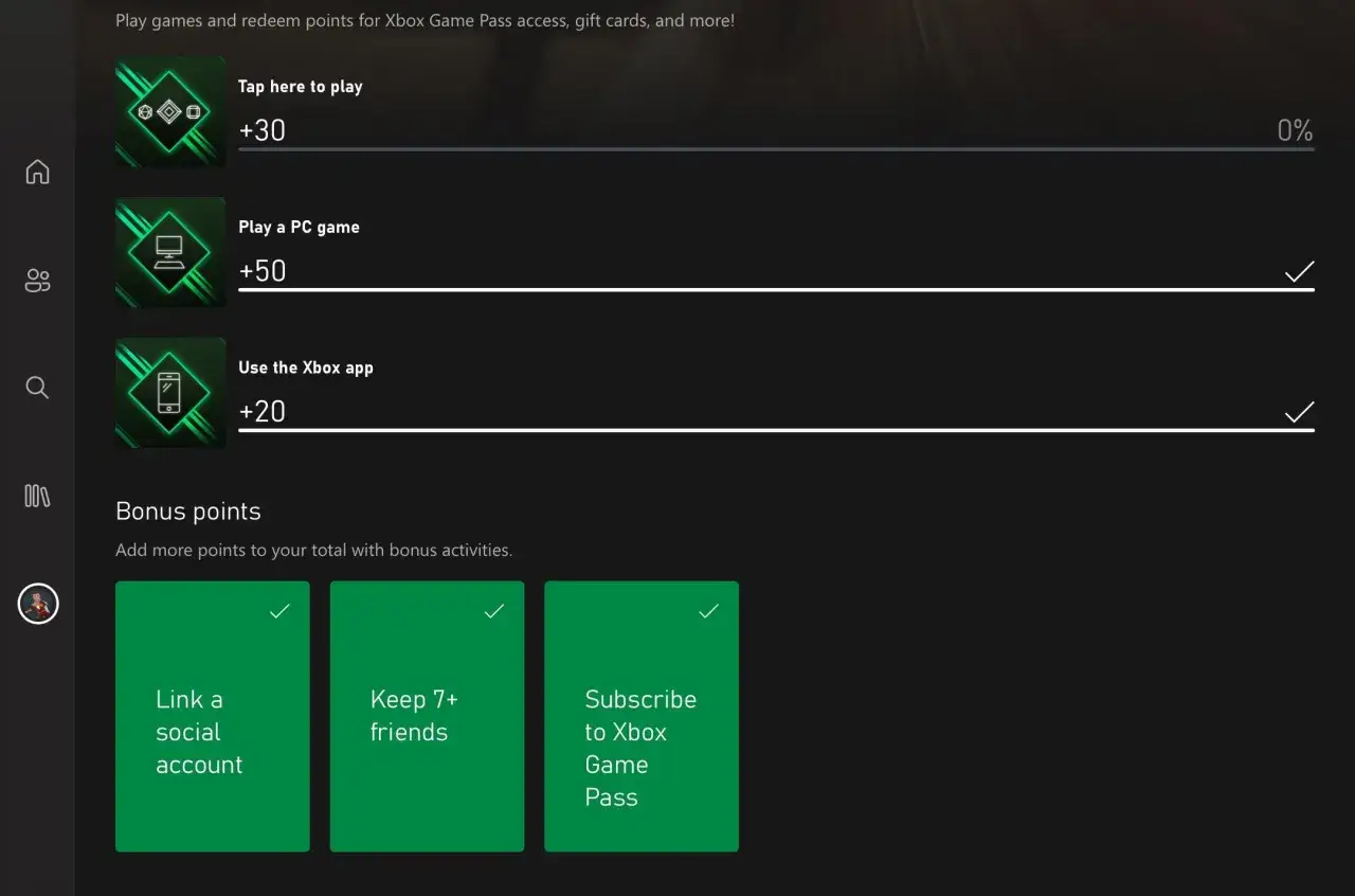 Punkty za aktywności w grach i aplikacjach Xbox, kt&oacute;re można wykorzystać w ramach Prime Gaming.