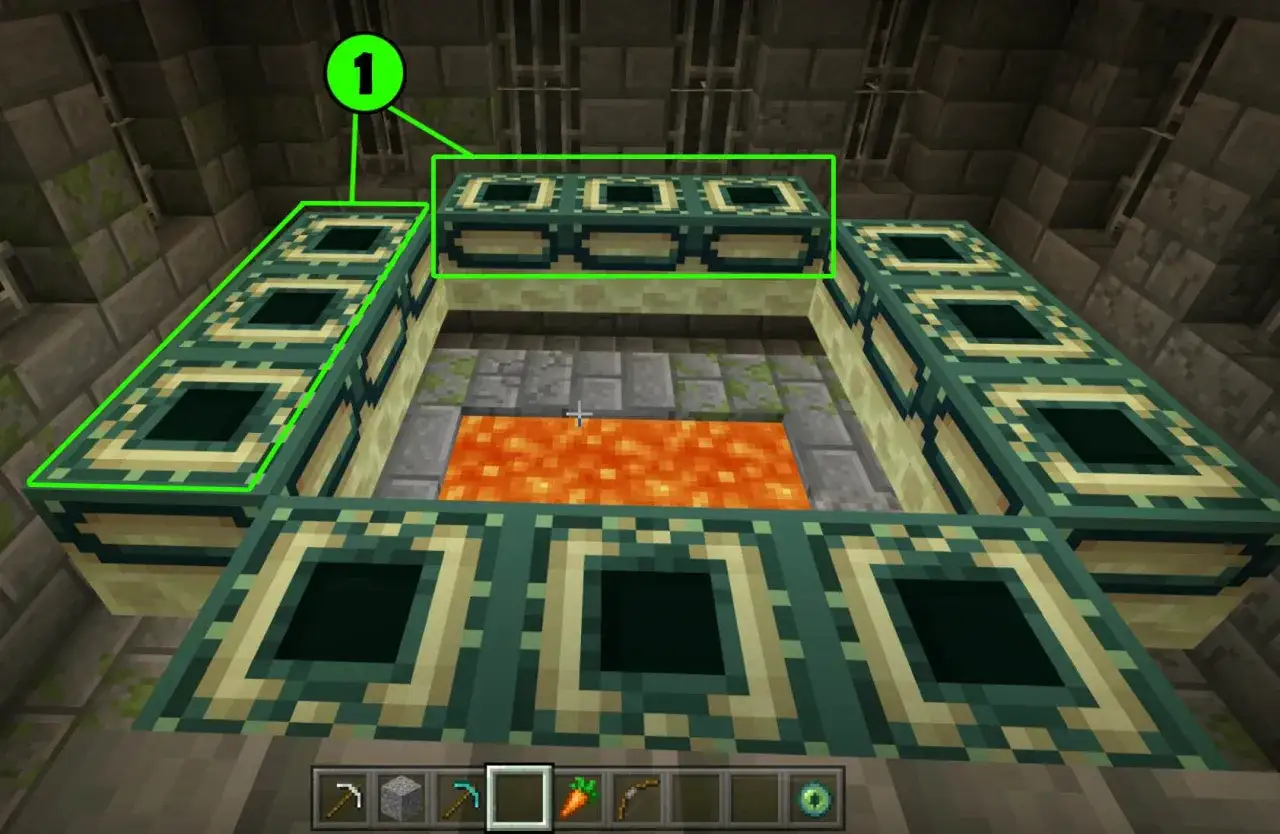 Gracze budują portal do Endu w Minecraft.