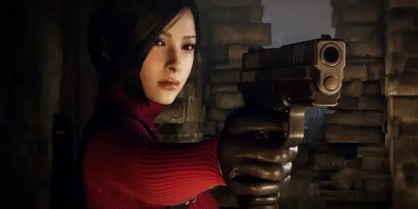 Ada Wong z pistoletem w dłoni, gotowa do akcji w Resident Evil 4 Separate Ways.