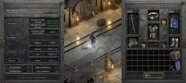 Poziom 80 Warlock z wysokimi statystykami, idealny do poradnika Diablo 3. Ekwipunek i umiejętności gotowe do walki.