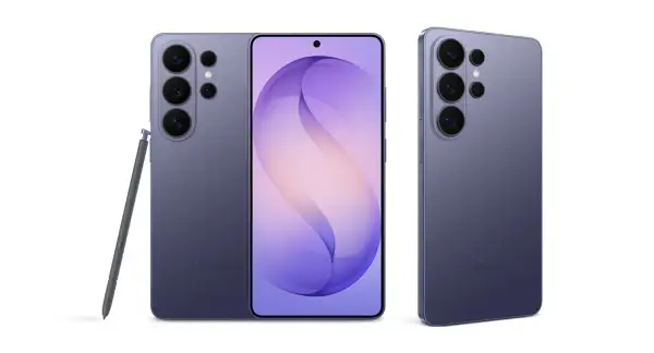 Fioletowy Samsung S26 z rysikiem, gotowy na premierę. Trzy aparaty z tyłu i elegancki design.