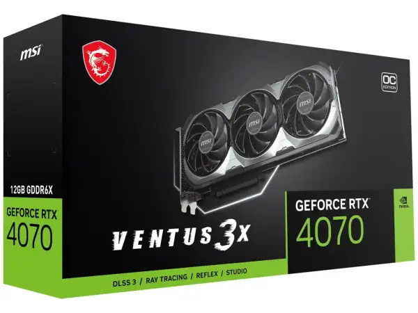 Karta graficzna MSI GeForce RTX 4070 Ventus 3X, idealna do gier w 1440p, z 12GB GDDR6X.